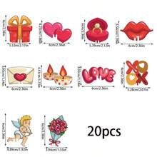 20张情人节葡萄酒杯卡片装饰；跨境情人节派对葡萄酒杯装饰卡片纸质拍照道具 - 彩色 - 查看 3