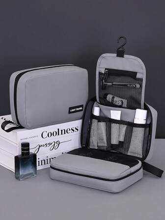 3-faldig necessär, reseorganiseringsväska, bärbar handväska, multifunktionell förvaringsväska med stor kapacitet, sminkväska