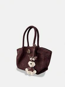 Dedoo European & American Niche Design Suede Bucket Bag With Buckle, Women's Street Style Handbag, Suitable For Shopping, Commuting, Parties, And Gift-Giving In Autumn/Winter - Coffee Brown - View 5