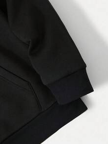 Black Hoodie With Spider Web Graphic & 'spsder' (Stylized Spider) Typo Design, Men's Casual Long Sleeve Hooded Sweatshirt, Perfect For Urban Streetwear - Lightweight, Comfortable, With Silver Ring & Watch Details VibeClassic Men's Hooded Sweatshirt Daily Wear - 黑色 - 查看 4