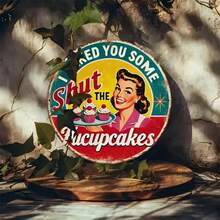 Rustic Metal Wall Art,Bake Quiet "Vintage Hush-Hush Cupcakes" Wall Decor - Cafe & Bar