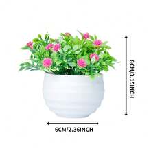 1/3pcs Mini Artificial Potted Plants With White Ribbed Pot - Flowers In White Yellow And Pink With Green Foliage Suitable For Living Room/Bedroom/Study/Office/Valentine's Day/Christmas/New Year's And Other Occasions
