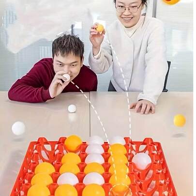 25件套家庭聚会游戏套装，乒乓球游戏（包含1个蛋壳、12个黄球和12个白球），无需电源，适合派对、生日派对、节日、洗礼、乔迁、嘉年华、婚礼、酒吧、情人节、家庭聚会、公司活动、团队建设、学校活动等。