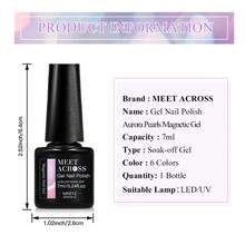 MEET ACROSS Bộ 6 lọ sơn móng tay gel mắt mèo Aurora Pearls 7ml kèm que nam châm, sơn gel nhũ lấp lánh Aurora Shimmer Glitter Cat Magnetic Gel Polish bán vĩnh cửu, có thể tháo gỡ dễ dàng, dùng cho đèn UV LED, làm móng nghệ thuật tại nhà và salon. - Nhiều màu - Xem 9