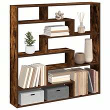 Estantería de pared vidaXL con 7 compartimentos fabricada en madera de roble ahumado. - Multicolor - Ver 1