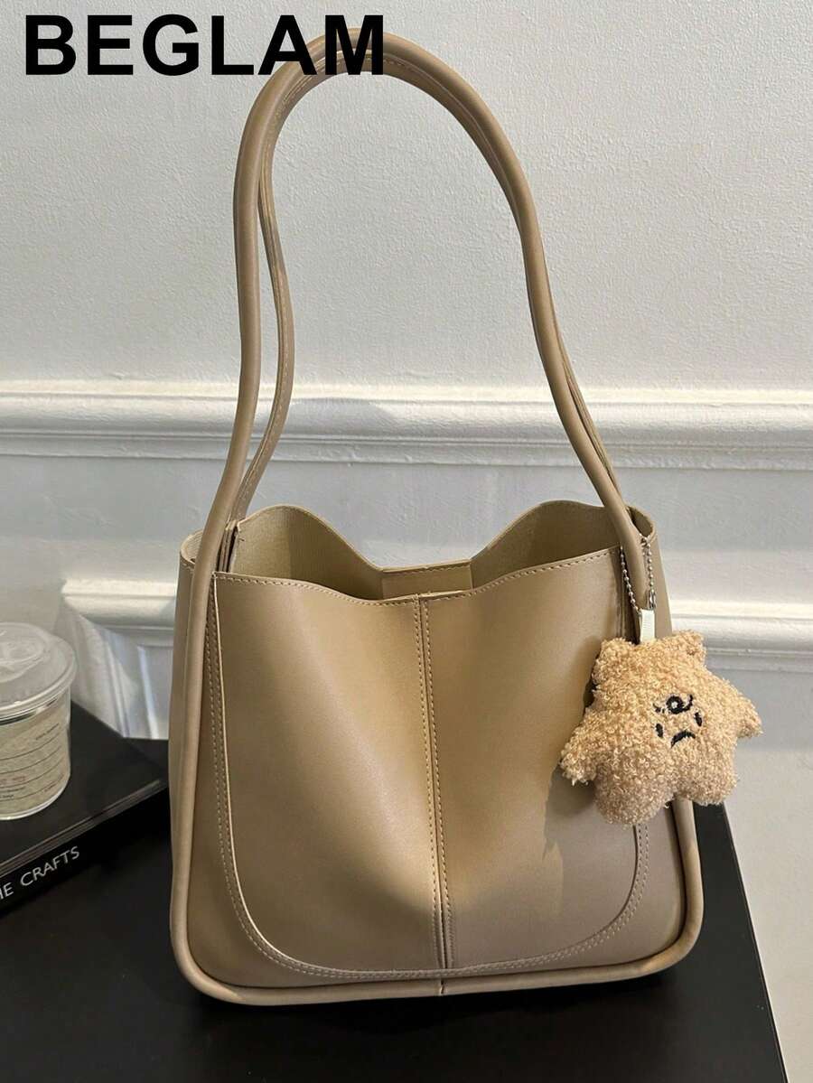 复古时尚多功能PU撞色大容量手提包单肩包/背包，大容量，便携，经典休闲，商务休闲，适合少女、女性、大学生、白领，完美适用于工作、返校、中学、高中、大学、度假等场合。 - 卡其色 - 查看 1