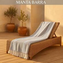 Decorative Throw Blanket In Fine Cotton - Comfortable Touch 2.50m X 2.20m - 沙 - 查看 1