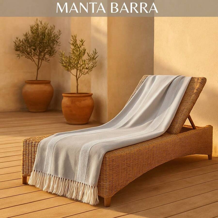 Decorative Throw Blanket In Fine Cotton - Comfortable Touch 2.50m X 2.20m - 沙 - 查看 1