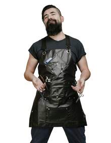 BARBEST Mandil Delantal Para Barbero, Estilista, Peluquero Bartender, Tatuador Multifuncional Lord Hooligan - Negro - Ver 9