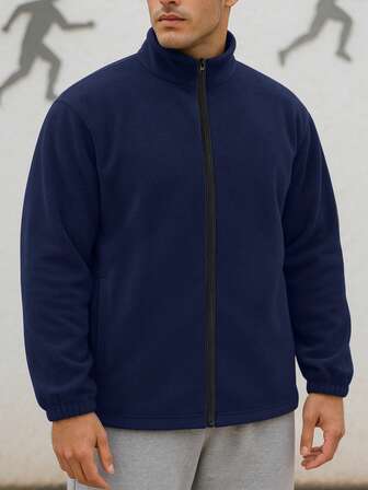 Men's Fleece Zip-Up Stand Collar Jacket - Versatile Outerwear For Skiing, Hiking, Camping, And Daily Cold Weather Commutes,Winter,Skiing