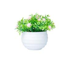 1/3pcs Mini Artificial Potted Plants With White Ribbed Pot - Flowers In White Yellow And Pink With Green Foliage Suitable For Living Room/Bedroom/Study/Office/Valentine's Day/Christmas/New Year's And Other Occasions