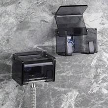 Paquete de 2 soportes acrlicos para maquinilla de afeitar con cubierta para ducha, organizador de afeitadora montado en la pared con ventosa, soporte de gancho de afeitar compatible con - Gris Grande - Ver 8