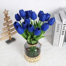 10/250pcs 13.77 Inch Realistic White Tulips - Silk Artificial Flowers, Suitable For Mother's Day, Easter, Valentine's Day And Other Occasions - Great For Home, Kitchen, Wedding Decor - Royal Blue - View 3