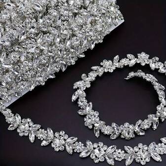 1 pieza Cadena de costura con rhinestones, cadena corporal elegante y minimalista para pintura de diamantes, decoración de cadena con ribete de rhinestones, cadena con engaste de garra, cadena de cristal con rhinestones, accesorios brillantes de arte de diamantes DIY, correa para el hombro ajustable con acentos de diamantes para decoración de ropa