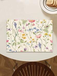 1pc Floral Pattern Printed Table Runner, 4pcs Spring Floral Printed Placemats, Suitable For Holidays, Parties, Birthdays, Dinners, Kitchen & Dining Room Table Decor, All Season Home & Living Decor - Multicolor - View 7
