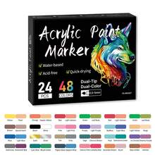 Bộ bút vẽ acrylic 24/48/72/96/144 màu, 12/24/36 chiếc, bút vẽ acrylic hai đầu với đầu cọ mảnh, thích hợp vẽ trên đá, vải bố, đá, gỗ, thủy tinh, giấy, nhựa, đồ dùng thủ công DIY, đồ dùng mỹ thuật cho năm học mới. - Nhiều màu - Xem 16
