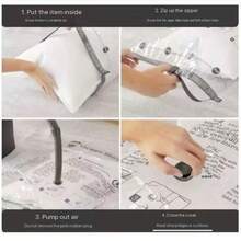 7pcs Space Saving Vacuum Storage Bags With Manual Air Pump, Airtight Compression Seal Bags, Rectangular, Durable Plastic Material, Buckle Closure, Multi-Purpose, Non-Electric, Straight Tube, Suitable For Clothes, Bedding, Pillows, Blankets, Home Organization, Storage Containers - Multicolor - View 7