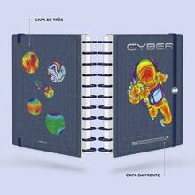 Caderno De Disco Iscool Inteligente 140 Folhas Cyber Cores M+ G+ - Azul - Visão 4