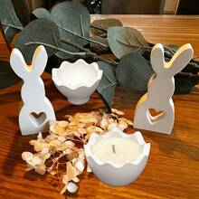 4pcs DIY Clay Molds, Egg Storage Box, Rabbit Decor, Plaster, Wax, Resin Molds For Easter Eggs & Rabbits, Silicone Molds For Holiday Decorations - White - View 5