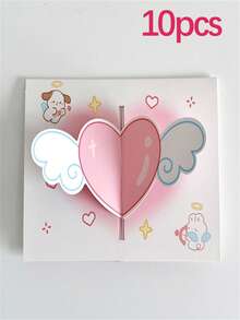 2/5/10pcs 3D Pop-Up Love Greeting Cards With Envelopes, Romantic Retro Design, For Wedding, Anniversary, Valentine'S Day, Couples & Loved Ones - Multicolor - View 13