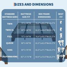 Queen 10 Inch Nogal natural Cama tipo plataforma de madera con base de láminas, sin box spring, fácil de armar, estilo minimalista para recámara - Marrón - Ver 3