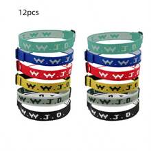 6/8/14pcs WWJD Christian Bracelet Set, Unisex, WWJD Bracelets Bulk, Christian Gift, Adjustable Wristband - What Would Jesus Do Bracelet - Multicolor - View 19