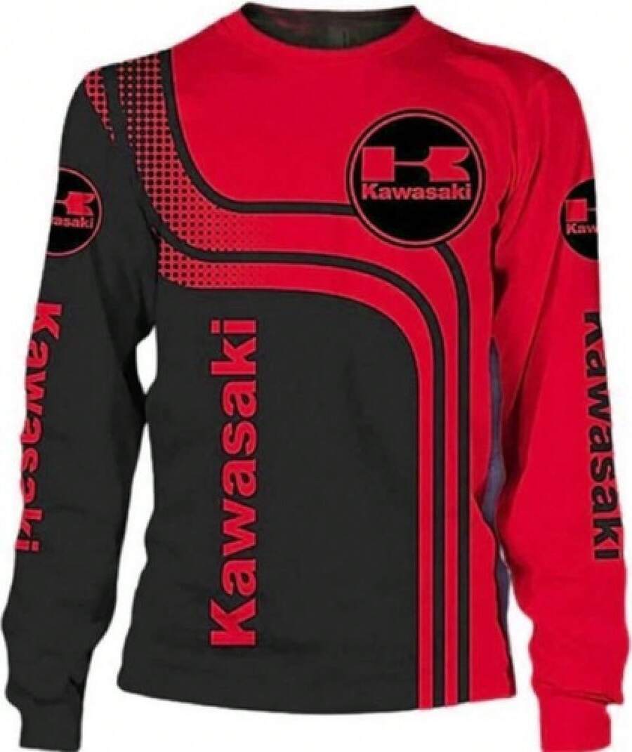 Kawasaki Racing Red Long Sleeve Shirt Full Printing US Size S-5XL LOVELY GIFTS - 混合色 - 查看 1