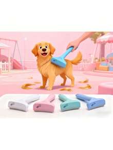 1pc Fluffy Pet Brush + Foldable Pet Bowl, 2-In-1 Grooming & Feeding, Portable Quiet Pet Brush & Pet Bowl, Suitable For Dog Supplies/Cat Supplies/Pet Hair Remover/Pet Deshedder - Multicolor - View 7