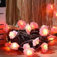 1PC 1.5M10LED/3M20LED Artificial Romantic Rose Battery Box String Light,Powered By AA Batteries,Excluding Batteries,Suitable For Birthdays,Weddings,Parties,Indoor And Valentine's Day Decoration - Rose-shaped Battery Box String Lights - View 7