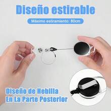 2 Piezas Porta Gafete Hombres y Mujeres, Porta Credencial Vertical, Con Mosquetn Retrctil y Lanyard Desmontable, Porta Credenciales para Tarjetas de Identificacin, Tarjetas de Acceso y Pases. - Negro - Ver 7