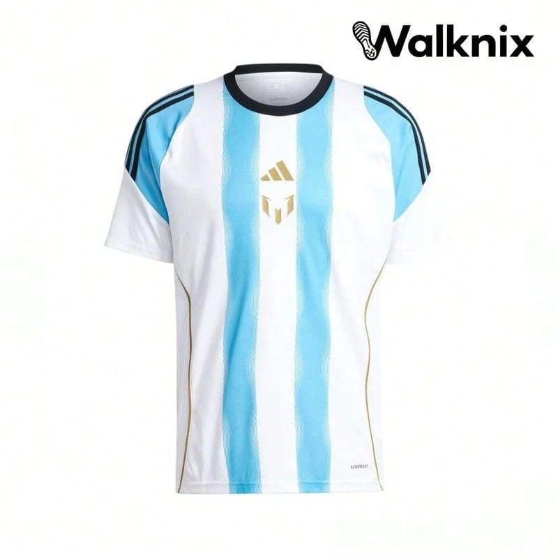 Adidas Messi Collection SS24 Fashion Logo Round Neck Training Short Sleeve Football Shirt White Blue Tops Men - Nhiều màu - Xem 1