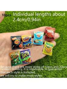 10pcs20pcs Resin Miniature Snack Bags, Accessories For Blyth Ob11 Dolls (Note: Product Is Plastic, Not Magnet!) Random Style 10pcs - Multicolor - View 12