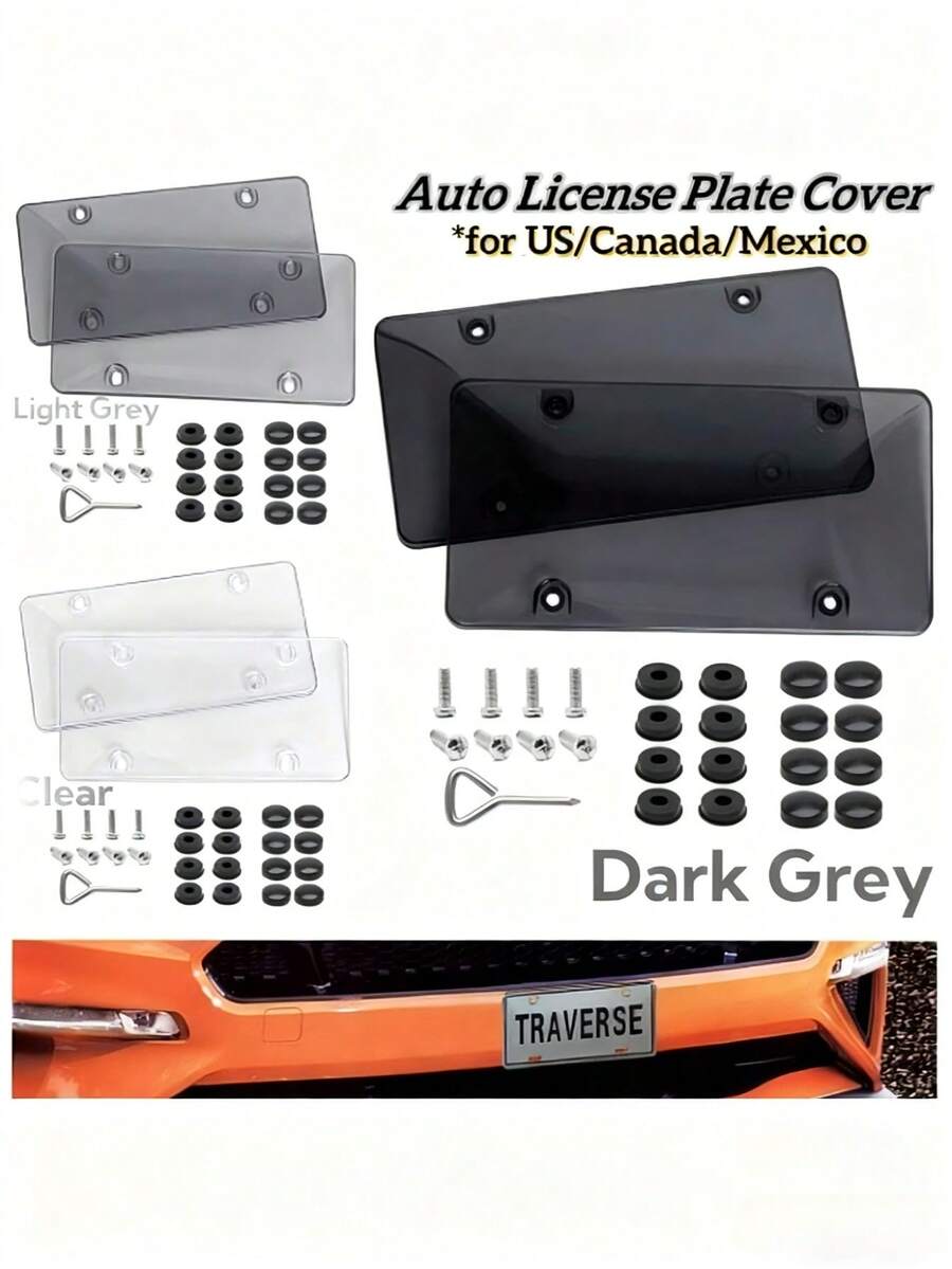 Indestructible American License Plate Frame, Heavy-Duty License Plate Cover Holder For Standard 6x12 Inch Plates, Universal Front & Rear License Plate Shield Protector For Women, Durable Rust-Proof Scratch-Resistant Auto License Plate Tray, Weatherproof Anti-Fade Car License Plate Frame Cover, Easy-To-Install No-Drill Vehicle License Plate Holder - Black - View 1