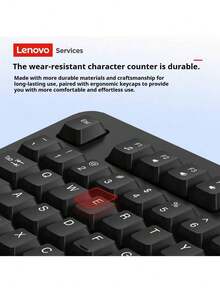 Lenovo KM101 Keyboard And Mouse Combo: Wired Mouse, Ergonomic Flat Keycaps, Silkscreened Characters That Won't Wear Off Over Time, USB Plug And Play, Suitable For Students, Offices, And Home Use. - Black - View 2