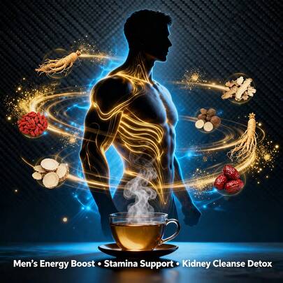 Ginseng And Wolfberry Ten Treasures Tea Wellness Herbal Tea Detox Tea Ginseng Tea Blend, Targeted Kidney Cleanse Detox & Repair Kidney Tea Formula For Man, Men's & Women's Wellness Tea For Urinary Health, Hormone Balance, Menopause Wellness, Relaxing Night Comfort, Natural Ingredients, Long-Lasting Energy Boost, Easy Preparation, Luxury Silk Moonlight Tea Pouches