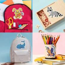 DIY钻石画套装，含宝石工具、工艺品、马赛克贴纸 - 圆形宝石艺术套装，适合初学者，手工工艺品材料