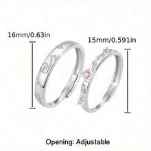 High-Quality 316 Stainless Steel, Hypoallergenic, Cute & Romantic Silvery Pink, Fade-Resistant Cartoon Element Couple Rings For Fall And Winter, Daily & Anniversary Matching, Christmas, Local Warehouse, A Delicate Gift For Women - Nhẫn đôi - Xem 4