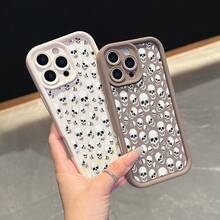 La carcasa del teléfono anti - caída simple y de moda adopta un patrón de esqueleto para iPhone 17, 16, 15, 14, 13, 12, 11 Pro / air / xR / XS y samsungs25 / S24 / S23 / S22 / Fe / plus, hecha de material tpu, que proporciona protección de amortiguación. Regalos para amigos y San valentín. - Burdeos - Ver 4