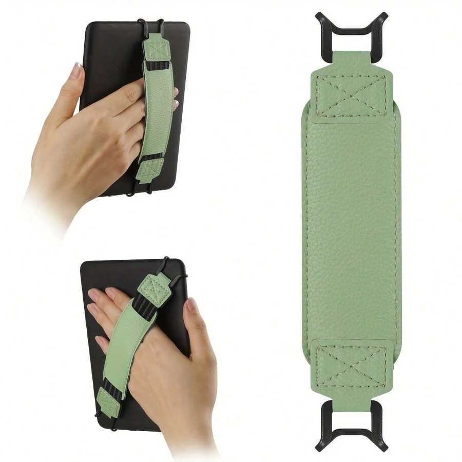 6-7-Inch E-Reader Tablet Soft Wristband - High-Elasticity PU Leather Adjustable Finger Grip Design, Portable Design, Durable And Suitable For Frequent Travelers - Green1 - 查看 1
