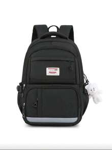 Women's Waterproof Backpack, Korean Style, Casual, School, Work, Travel, Multifunctional With Strap And Zipper - Black and White - View 1