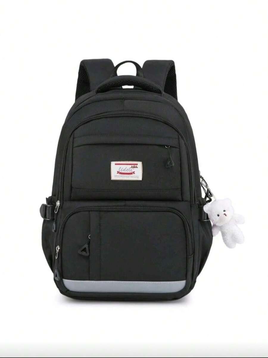 Women's Waterproof Backpack, Korean Style, Casual, School, Work, Travel, Multifunctional With Strap And Zipper - Black and White - View 1