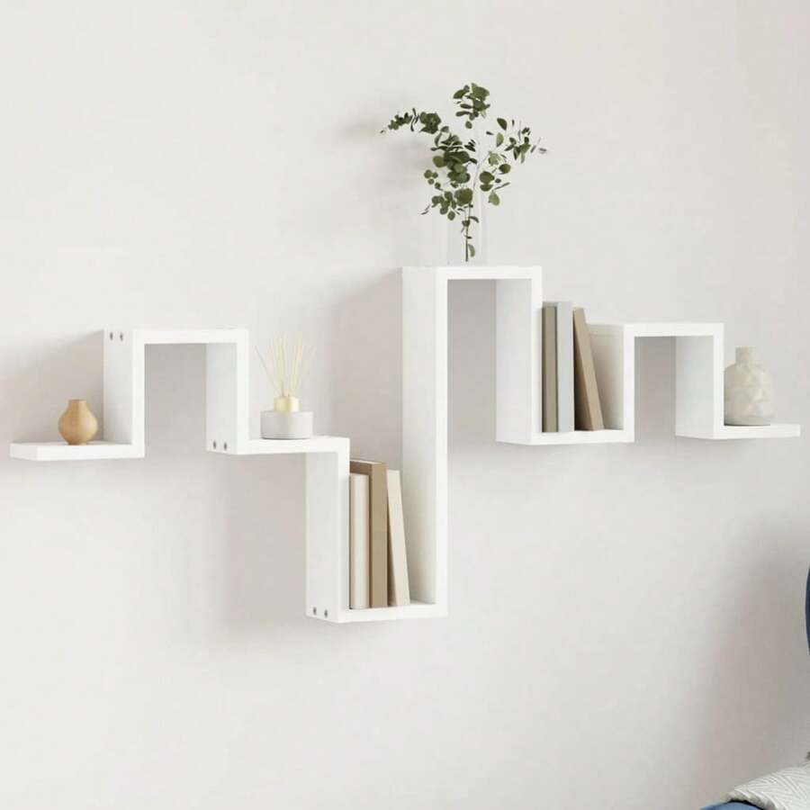 Mensola da parete vidaXL bianca 104,5x10x43 cm in materiale a base di legno - Multicolore - Visualizzare 1