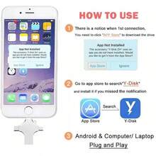 USB Flash Drive Photo Stick 128 GB – 4-In-1 USB 3.0 High-Speed Thumb Drive Memory Stick Portable Jump Drive Storage Device For IOS/Computer/Laptop/PC/Android External Data Storage Compatible - Silver - View 9