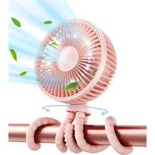 Gaiatop - Ventilador de carriola de bebé mini ventilador oscilante portátil de 4000 mAh con luz ventilador de computadora pequeño de mano de 4 velocidades que funciona con pilas trípode flexible de - rosa - Ver 1