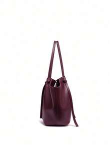 Dedoo Fashionable Large Capacity Trapezoid Design Luxury PU Leather Women's Shoulder Bag, Designer Chic Lock Closure Handbag, High-Quality Underarm Bag - Burgundy - View 8