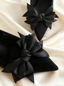 1对（2个）鞋饰配件，蝴蝶结设计，适用于高跟鞋、运动鞋、婚礼和派对场合