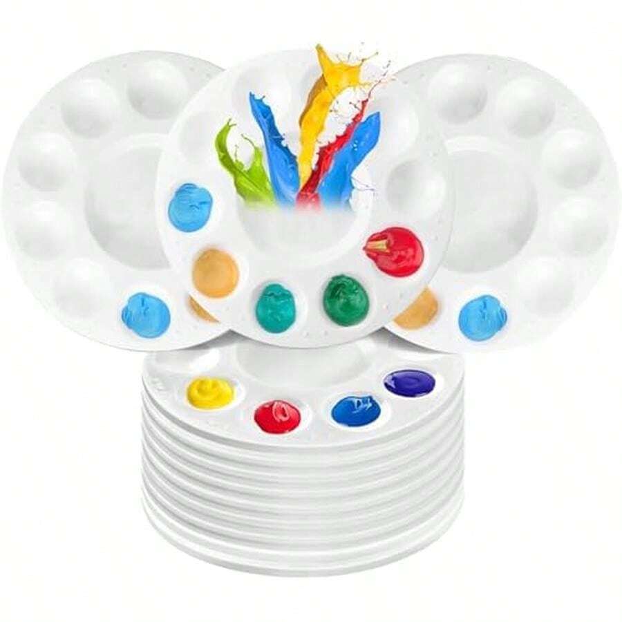 PUBAMALL12 paletas de bandejas de Pintura, con 10 pocillos, Lavables, Color Blanco - / - Ver 1