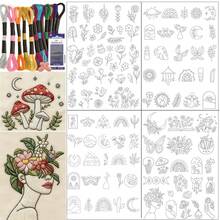 Embroidery Patterns Water Soluble For Clothes DIY,Water Soluble Stabilizer Pattern Water With Thread, Hand Sewing Stabilizers Self-Adhesive Non-Woven Pre-Printed Embroidery Patterns - Black and White - View 11
