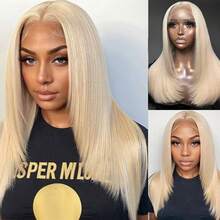 13x4 Layered Hair Blonde Wigs Blonde Lace Front Wigs HD Lace Frontal Wigs Short Blonde Lace Front Wig Pre Plucked Glueless Layered Wig Breathable Cap Easy Install Wig Free Part Heat Resistant Fiber Wig For Women Girls Halloween Party Vacation Daily Used 18 Inch - 金色 - 查看 2
