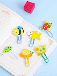8pcs (Random) Colorful Cute Animal Bookmarks, Wooden Paper Clips, Cat/Fruit Notebook Bookmarks, Creative Colored Bookmark Paper Clips, Document Receipt Clips, Multi-Purpose Photo Clips, Holiday Gifts, Learning Rewards